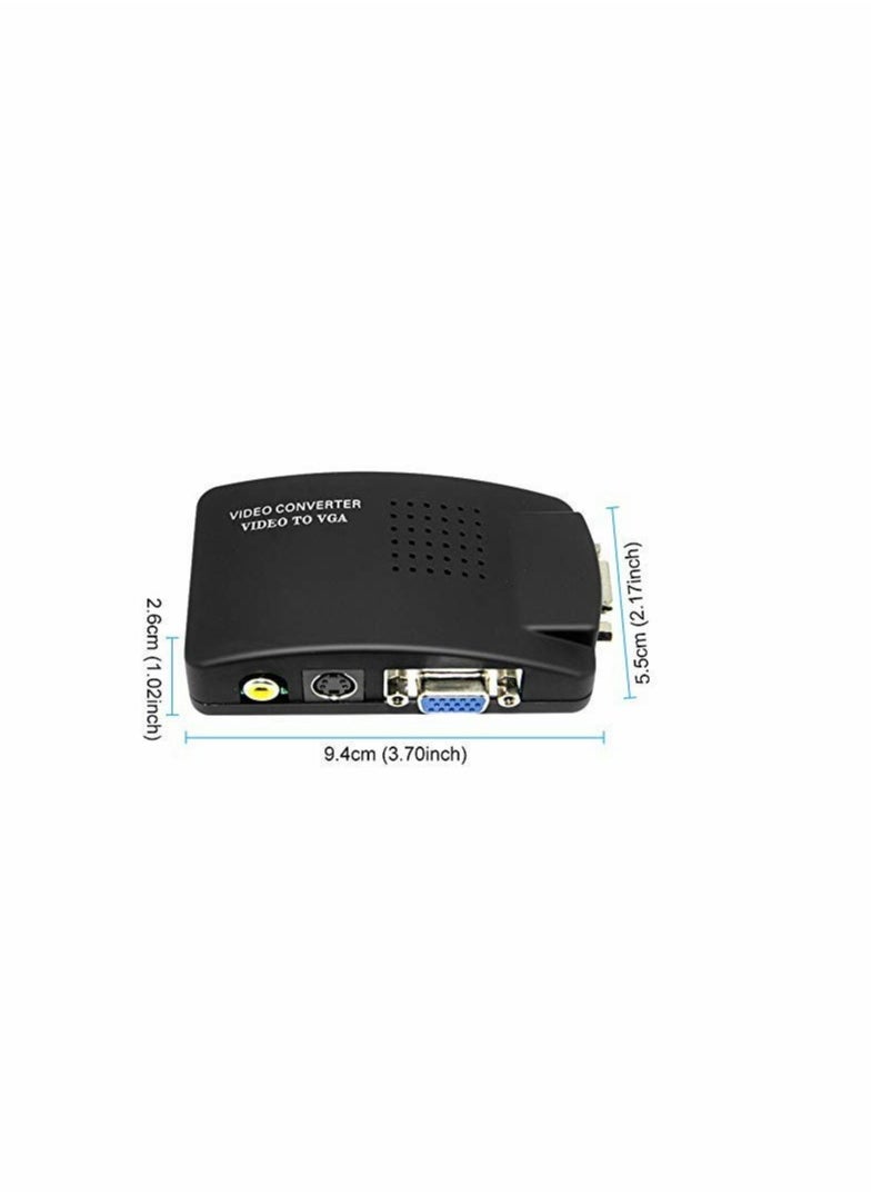 Excefore - RCA to VGA Adapter, Composite AV S-Video RCA VGA Female Input to VGA Female Output Converter, Transfer Video Graphic Signal from CCTV PC Laptop DVD DVR VCR TVBox to VGA Monitor Projector Computer - Image 1