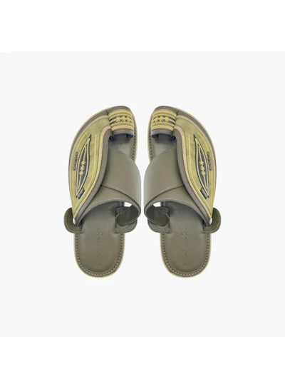 Al Waha Men's Embroidered Slip-On Arabic Sandals with Toe Loop Detail
