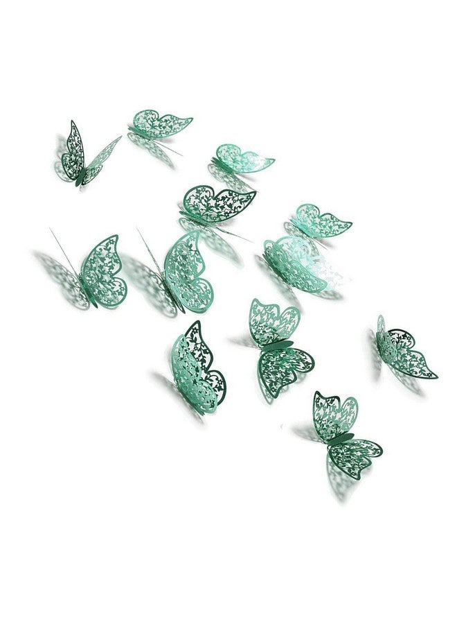 Xtore 12Pcs 3D Home Decor Butterfly with Sticking Pad- (Shimmer Green, Set of 12), Plastic, Reusable - Image 2