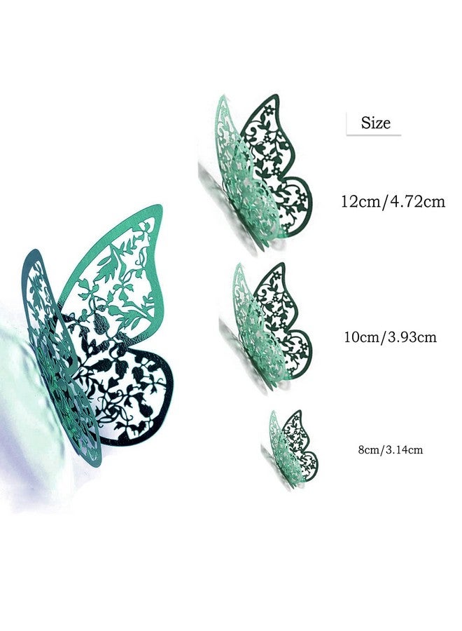 Xtore 12Pcs 3D Home Decor Butterfly with Sticking Pad- (Shimmer Green, Set of 12), Plastic, Reusable - Image 4