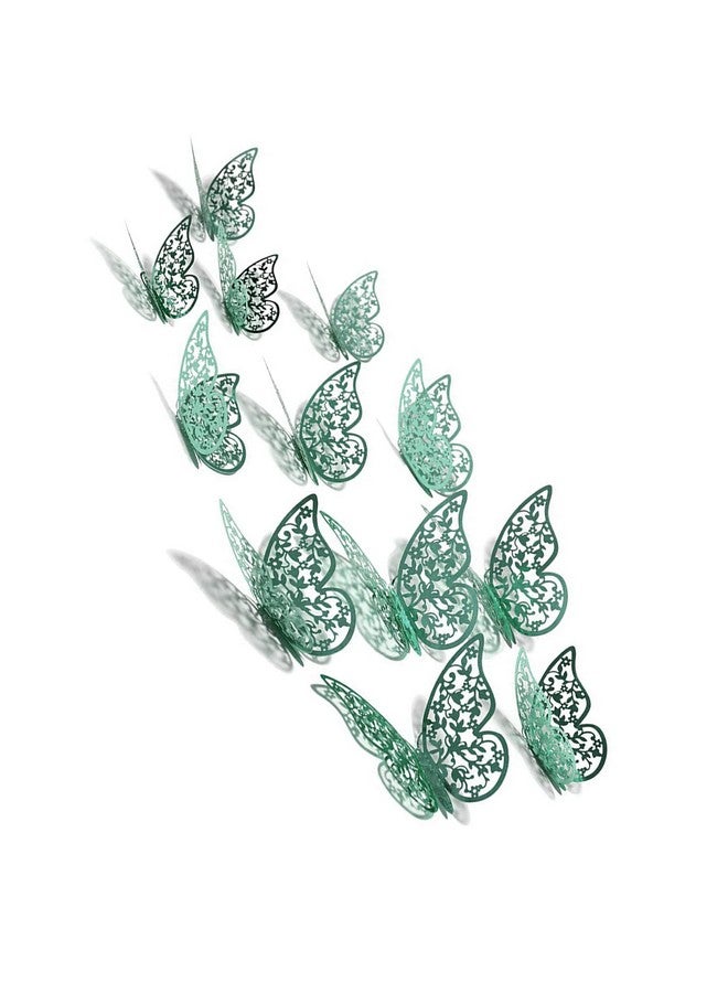Xtore 12Pcs 3D Home Decor Butterfly with Sticking Pad- (Shimmer Green, Set of 12), Plastic, Reusable - Image 1