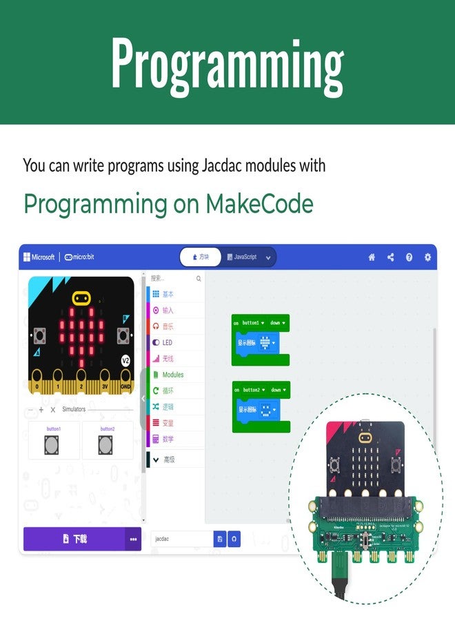 KittenBot Jacdac Starter Kit A with Jacdaptor for Micro:bit V2, Connect and Code Electronics Instantly, for Microsoft Makecode Arcade(Without Micro:bit) - Image 4