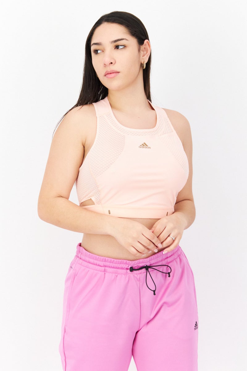 Adidas Women Sportswear Fit Sleeveless Training Top, Peach - Image 1