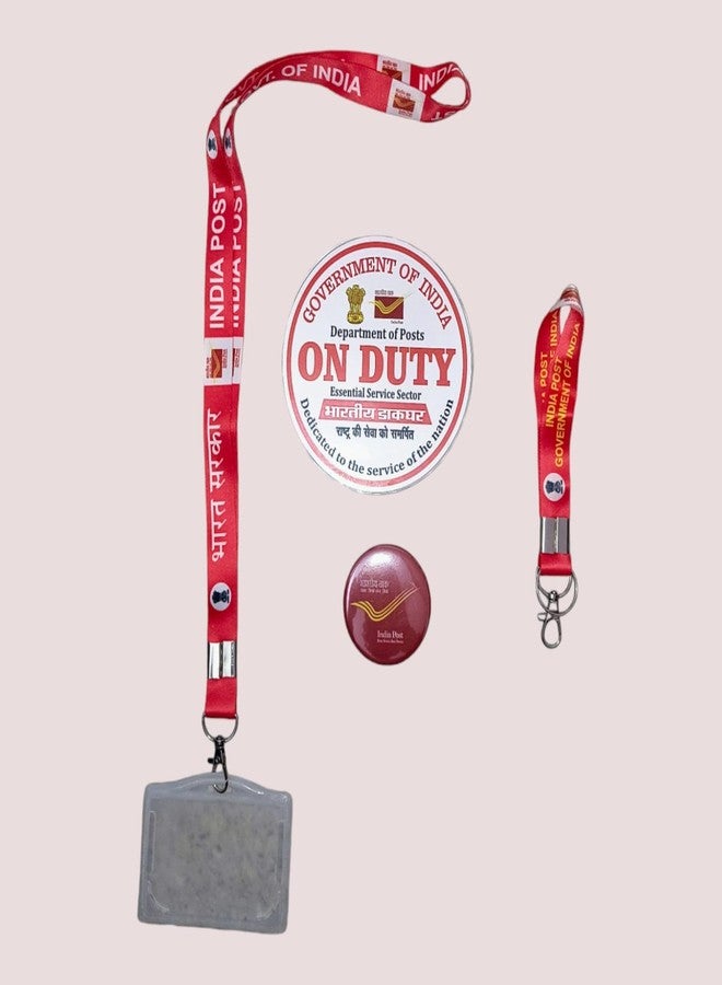 Department of Post Lanyard with ID Card Holder + Key Chain + Badge Combo | All Three in one Click | India Post ID Card Holder with Key Chain Plus Badge with New Logo - Image 3