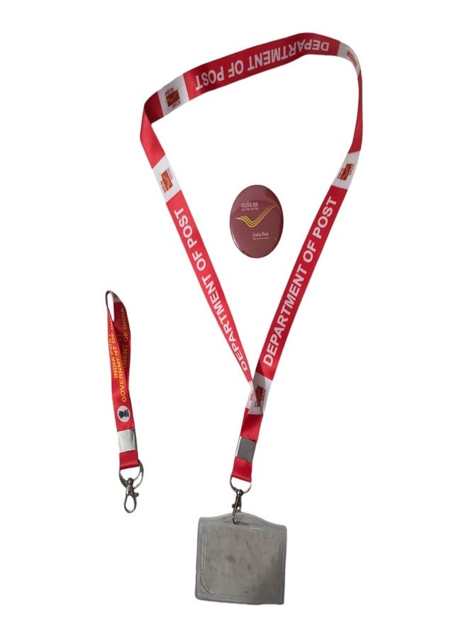 Department of Post Lanyard with ID Card Holder + Key Chain + Badge Combo | All Three in one Click | India Post ID Card Holder with Key Chain Plus Badge with New Logo - Image 4