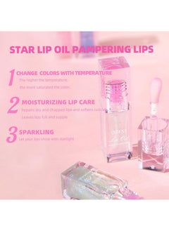 Gecomo Hydrating Shimmer Lip Glow Oil, Color Changing Tint, Moisturizing Lip Oil, Glossy Transparent Plumping Lip Gloss, Tinted Lip Oil For Lip Care 0.23 Oz #Q2394-03  - Image 2