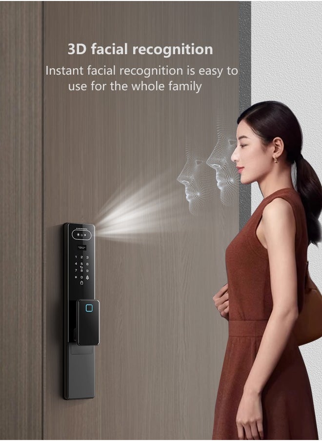 Smart Door Lock Smart Lock with Camera,WiFi Video Intercom Lock,Two Way Audio,Palmprint Recognition, Fingerprint Door Lock ,Jlink APP Remote Control ,Model LS1 Black