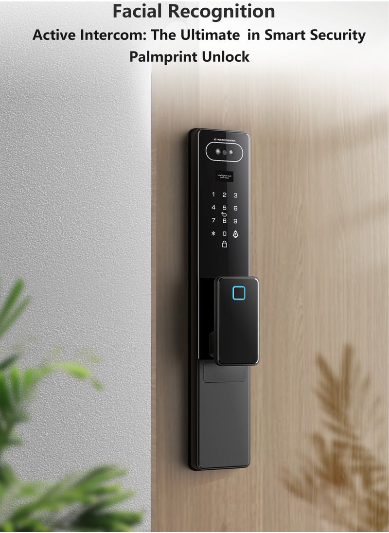 Smart Door Lock Smart Lock with Camera,WiFi Video Intercom Lock,Two Way Audio,Palmprint Recognition, Fingerprint Door Lock ,Jlink APP Remote Control ,Model LS1 Black