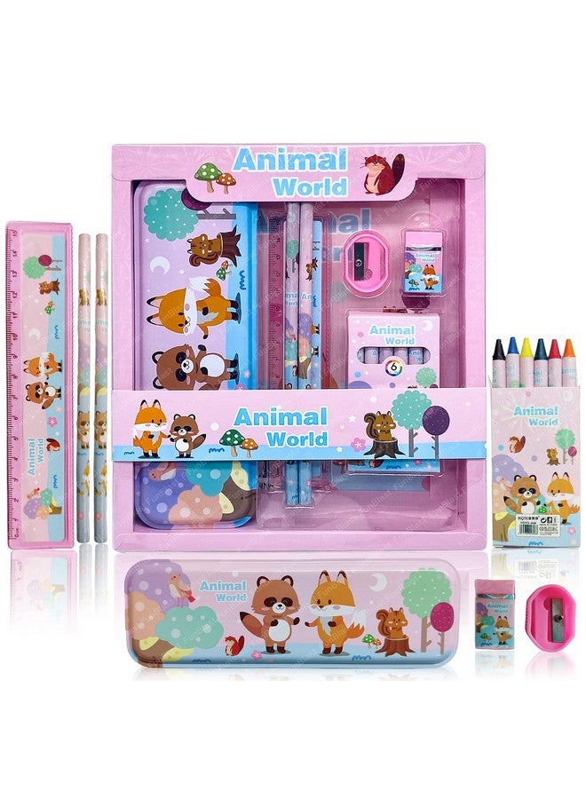 FunBlast Cartoon Theme Stationery Kit for Kids - Kawaii Stationery for Kids, Pencil Box, Pencils, Crayons, Sharpeners, Erasers for Kids, School Stationery Supply, Return Gifts for Kids (Animal World) - Image 1