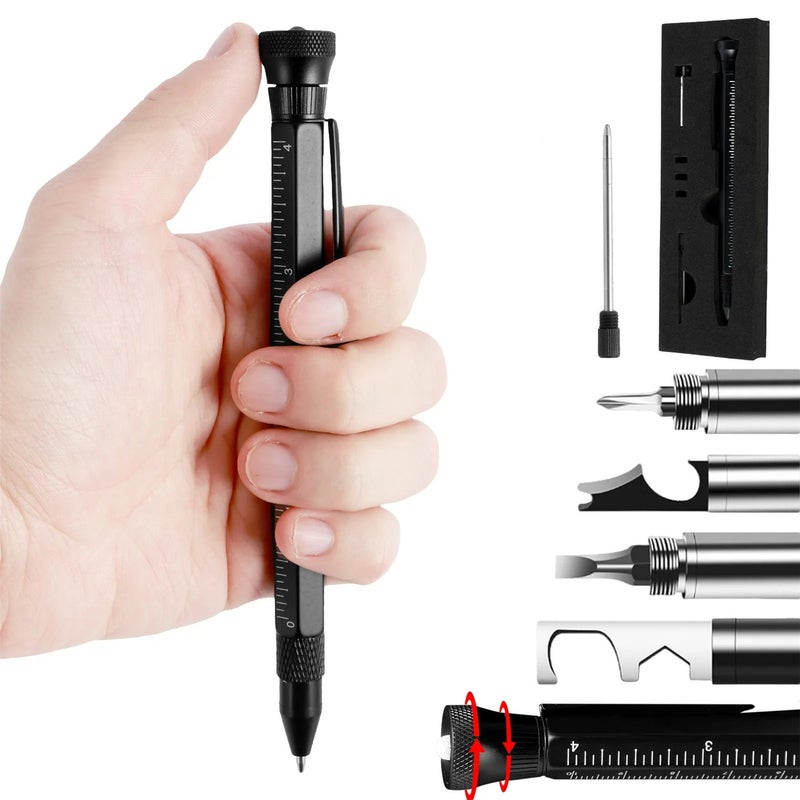 12 in 1 multifunctional ballpoint pen, multifunctional ballpoint pen set, with LED, bottle opener, screwdriver, and other household tools, for men's birthdays of fathers, husbands, and grandfathers - Image 3
