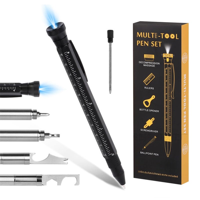 12 in 1 multifunctional ballpoint pen, multifunctional ballpoint pen set, with LED, bottle opener, screwdriver, and other household tools, for men's birthdays of fathers, husbands, and grandfathers - Image 1