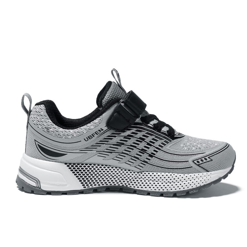 UBFEN Kids Sneakers Boys Girls Tennis Shoes for Running Athletic Walking Gym Sports Lightweight Breathable B Grey - Image 4