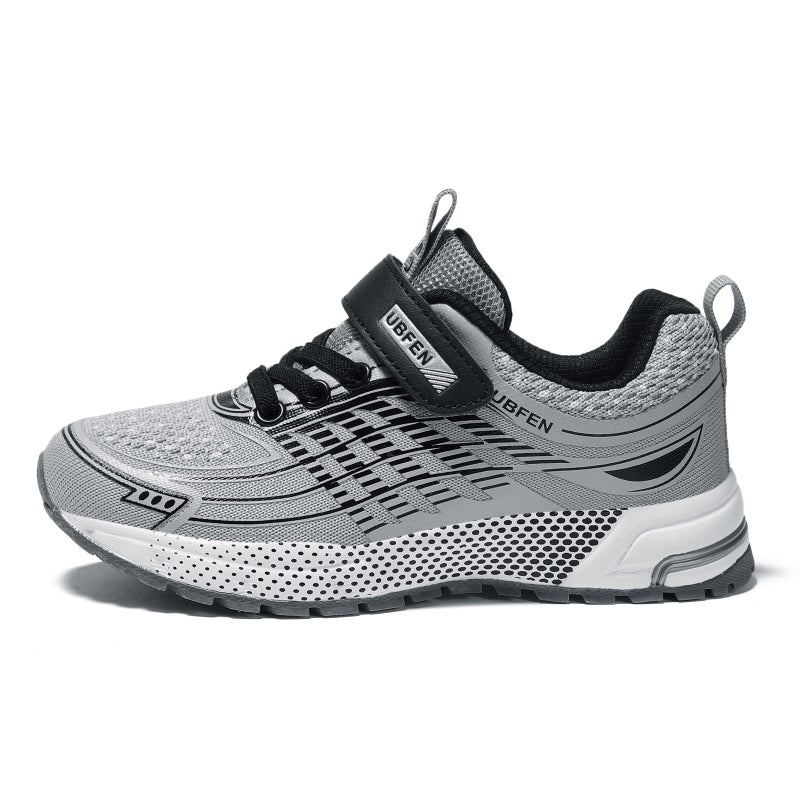 UBFEN Kids Sneakers Boys Girls Tennis Shoes for Running Athletic Walking Gym Sports Lightweight Breathable B Grey - Image 3