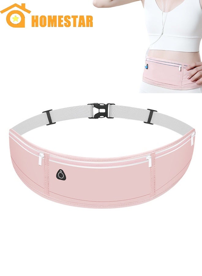 HOMESTAR Ultra Thin Running Belt For Women And Men, Jogging Training Runner's Small Bag Equipment Accessories, Running Jogging Bicycle Waist Bag, Pink - Image 1