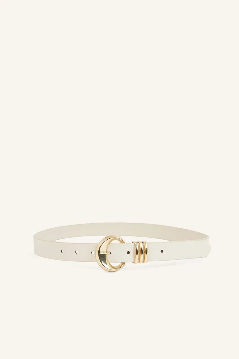 Woman Rectangle Clasp Faux Leather Jean Belt