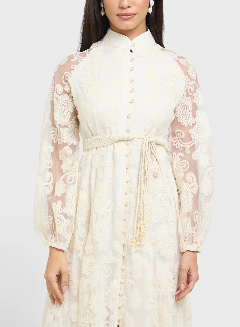 Khizana  Lace Belted Maxi Dress for Women | Best Price UAE