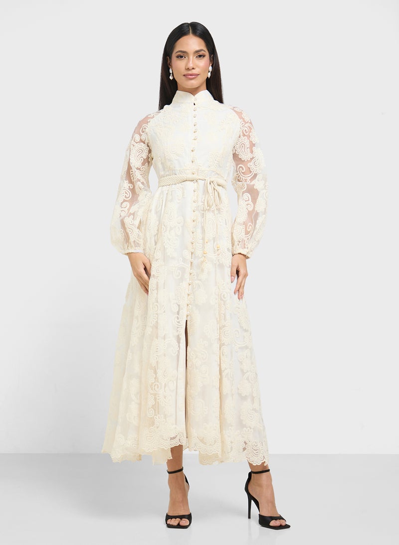 Khizana Lace Belted Maxi Dress - Image 4