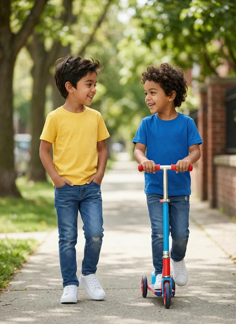 نوتيناتي Nautinati Boys' 100% Cotton Pack of 2 Solid Essentials Crew Neck T-shirts