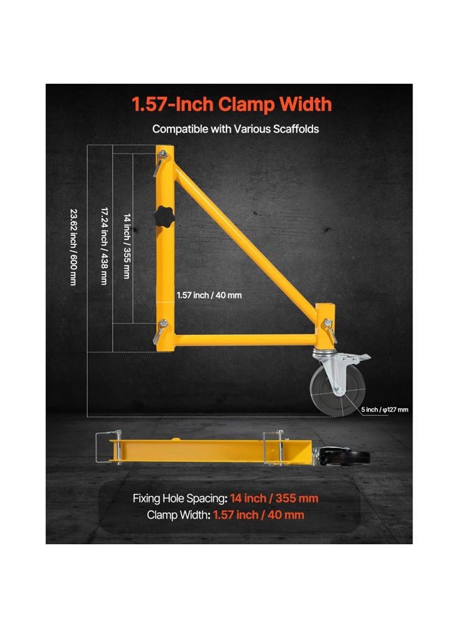 VEVOR 4-Pack Scaffold Outriggers, 1000 lbs Total Load Capacity Baker-Style Scaffolding Accessory with Swivel Casters, Carbon Steel Scaffold Wheel System with Rust Proof Galvanized Surface, Yellow - Image 2