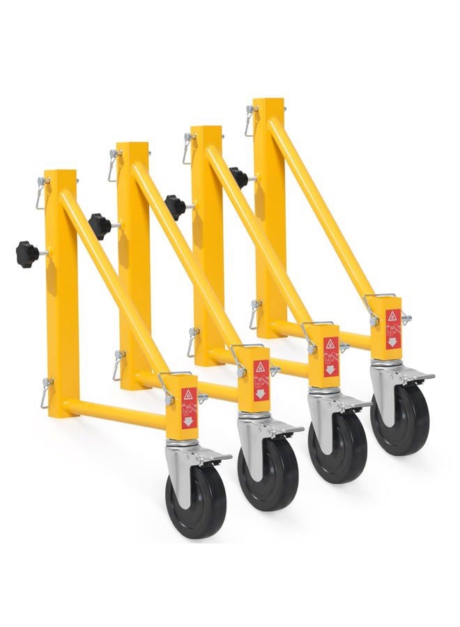 VEVOR 4-Pack Scaffold Outriggers, 1000 lbs Total Load Capacity Baker-Style Scaffolding Accessory with Swivel Casters, Carbon Steel Scaffold Wheel System with Rust Proof Galvanized Surface, Yellow - Image 1