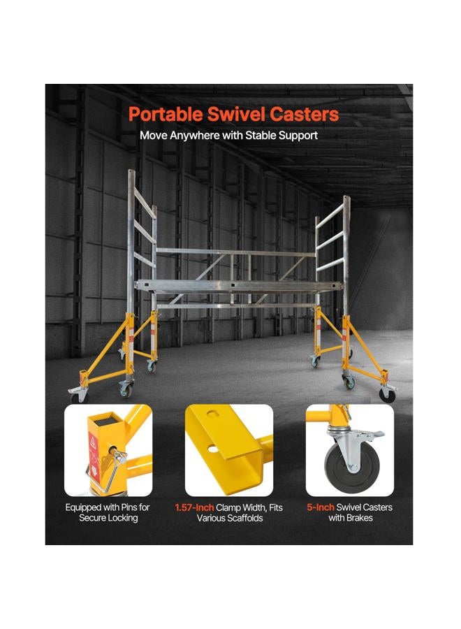 VEVOR 4-Pack Scaffold Outriggers, 1000 lbs Total Load Capacity Baker-Style Scaffolding Accessory with Swivel Casters, Carbon Steel Scaffold Wheel System with Rust Proof Galvanized Surface, Yellow - Image 5