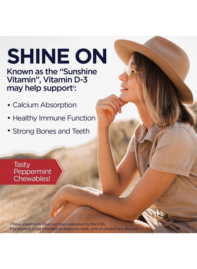 KAL Vitamin D3 1000 IU 25 mcg, Vitamin D Chewables, Calcium Absorption, Bone Health and Immune Support Supplement, Natural Peppermint Flavor, Sweetened with Xylitol, 100 Servings, 100 Chews - Image 4