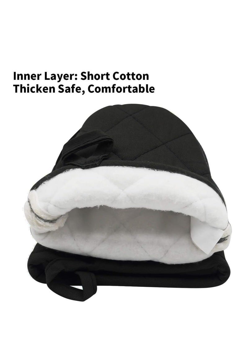 1 Pair Microwave Mitts Pot Holder Heat Resistant Neoprene Cotton Gloves Surfaces Non-Slip Short Oven Gloves - Image 3