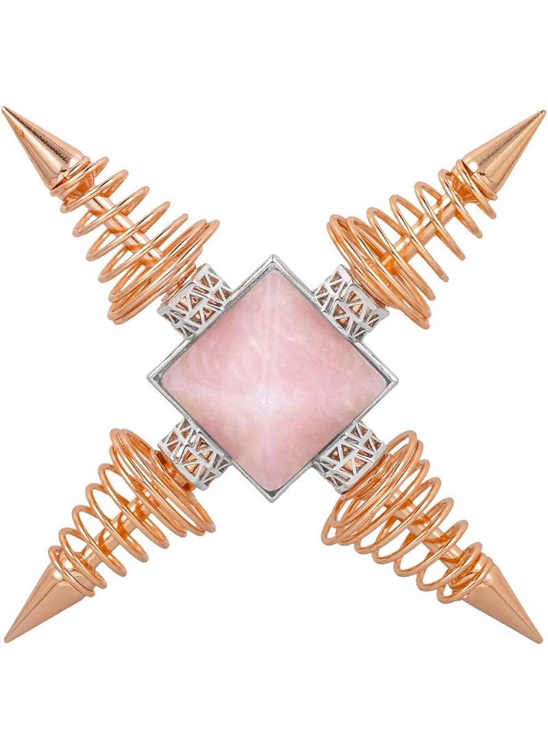 SUNYIK SUNYIK Pyramid Crystal Energy Generator, Healing Chakra Stone Point Conical Spring Four Directions Reiki Balancing Meditation, Rose Quatz, Rose Gold Plated 
