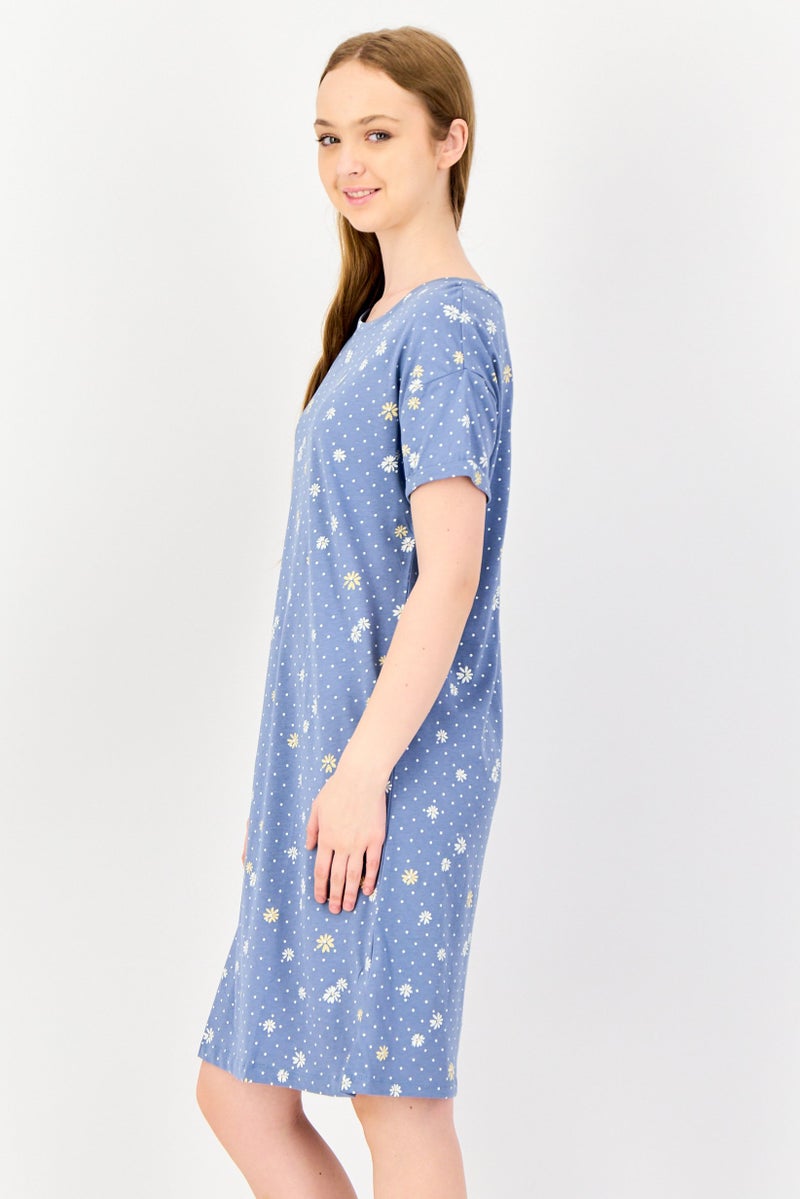 Zivame x Day Dreams Women Allover Printed Short Sleeves Sleeping Dress, Multicolor - Image 4