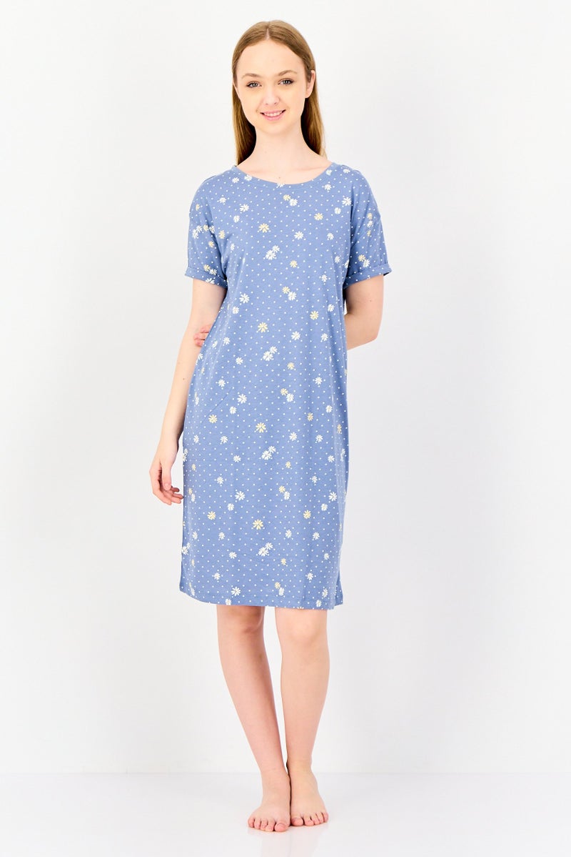 Zivame x Day Dreams Women Allover Printed Short Sleeves Sleeping Dress, Multicolor - Image 2