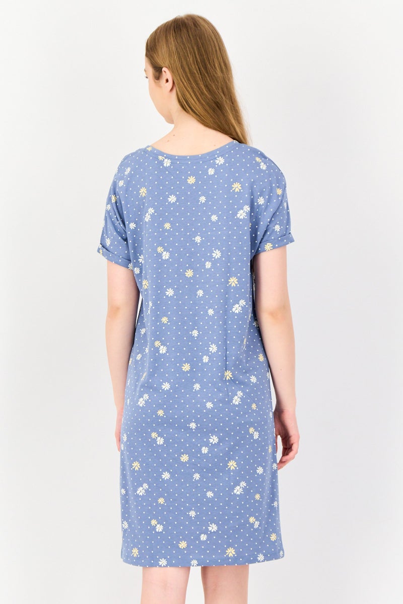 Zivame x Day Dreams Women Allover Printed Short Sleeves Sleeping Dress, Multicolor - Image 3