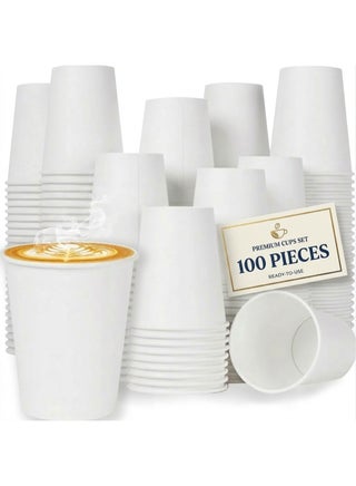 Paper Cups White 8 Oz, 100 Pieces
