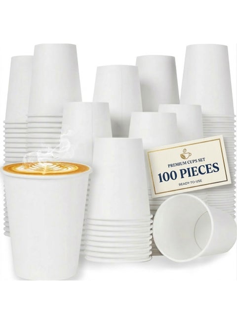 Paper Cups White 8 Oz, 100 Pieces