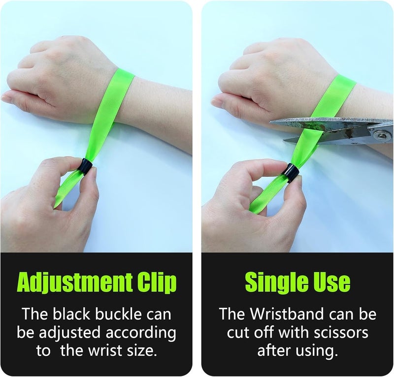 Comflora 100 Pcs Cloth Event Wristband, Disposable Wristbands for Events, Colored Wristbands Events,for Lightweight Concert,Club Entrance Wrist Strap Party Wristband Event (Color : Green2) - Image 4