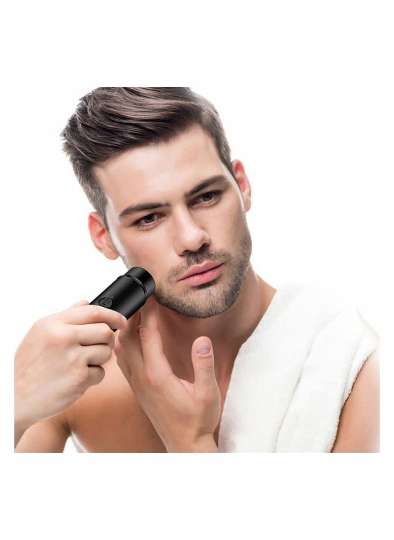 Men Electric Shaver, Portable Mini Razor Rotary Shaver Rechargeable Cordless Compact Razor Electric Head Shaver Mustache Trimmer for Travel Or Home Use, Easy to Clean, Black, 1 Pcs - Image 2