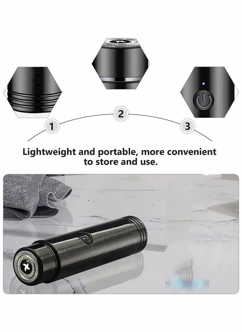 Men Electric Shaver, Portable Mini Razor Rotary Shaver Rechargeable Cordless Compact Razor Electric Head Shaver Mustache Trimmer for Travel Or Home Use, Easy to Clean, Black, 1 Pcs - Image 4