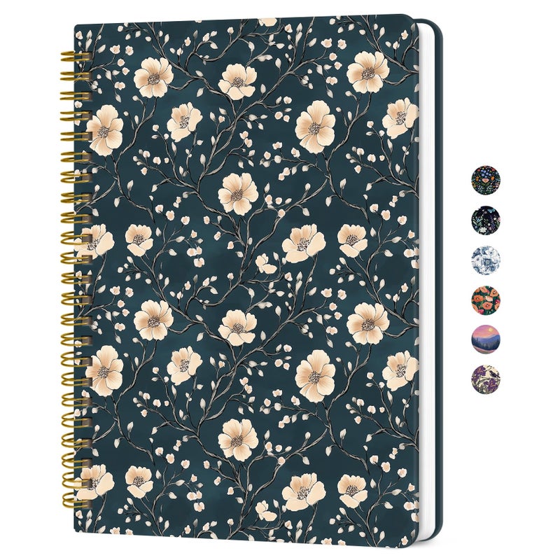 ZOTIA Lined Spiral Journal for Women, A5 Hardcover Cute Notebook for Work & Note Taking, Aesthetic Pretty Journal for Writing, 140 Pages, 6"x8", Floral Vine - Image 1