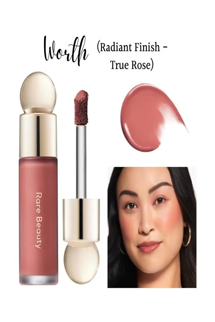 رير بيوتي أحمر خدود سائل ناعم من رير بيوتي - وورث (روز حقيقي)، 7.5 مل | أحمر خدود سائل خفيف الوزن، يدوم طويلًا، وقابل للبناء، لإطلالة طبيعية ومشرقة - Image 4