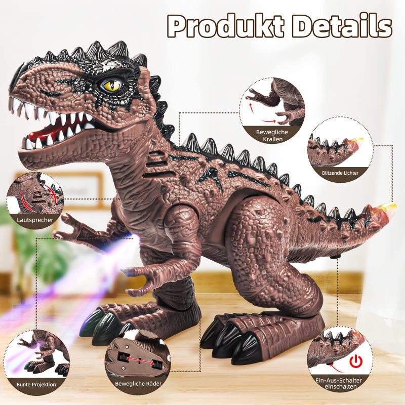 Doloowee 3 Pack Walking Dinosaur Toy for Kids 3557 YearsSimulation Tyrannosaurus  Stegosaurus  BrachiosaurusElectric Robot Dinosaur with LED Lights  SoundsDinosaur Toys for Boys and Girls - Image 3