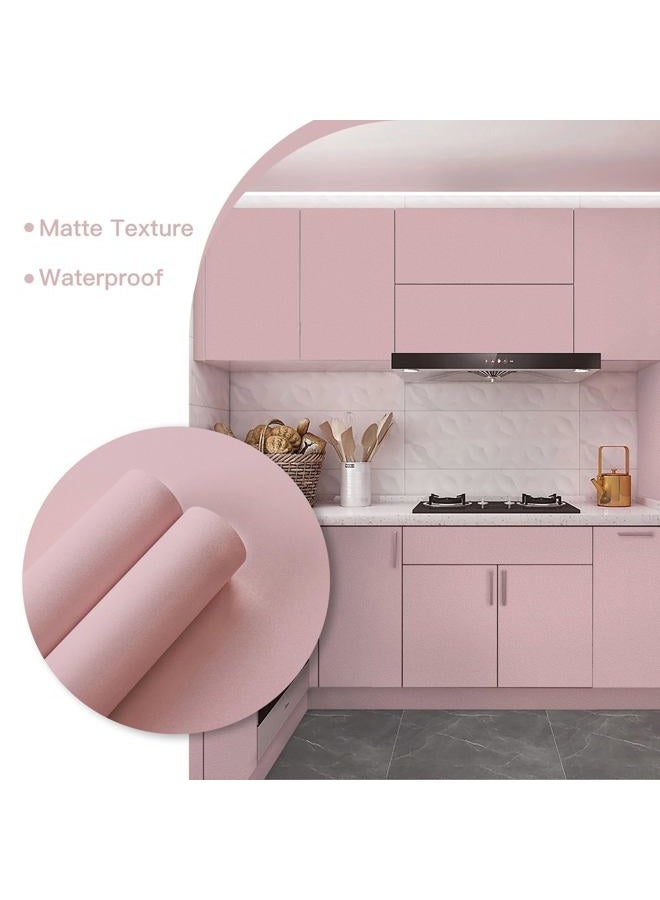Ismoon Pink Wallpaper Peel and Stick Pink Contact Paper 17.7''×118''Removable Self-Adhesive Wallpaper Matte Contact Paper for Cabinets and Drawers Girls Bedroom Vinyl Roll - Image 3