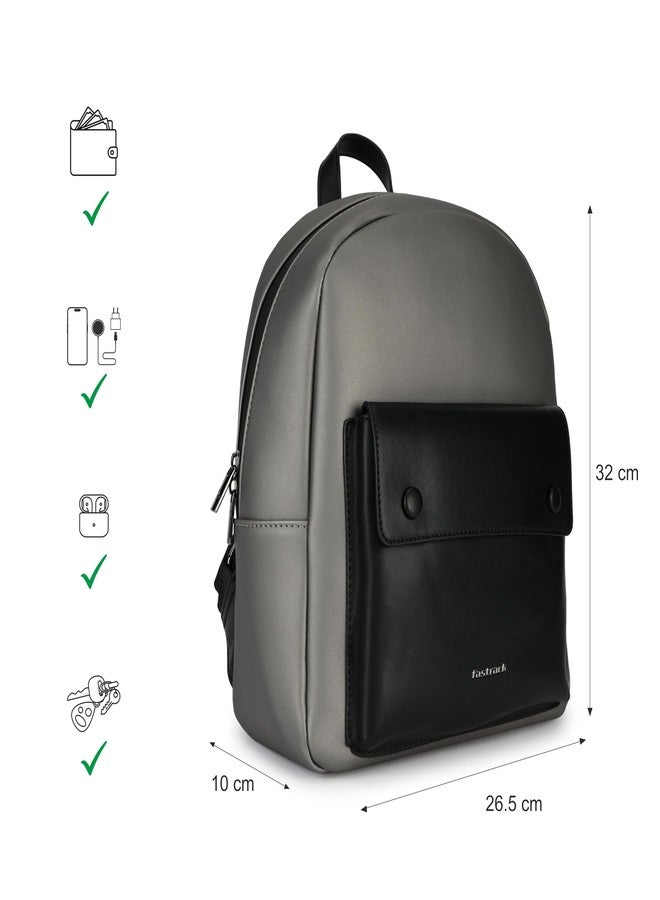 Fastrack Dual-Tone Backpack for Men & Women | Lightweight Structured Bag with Main Compartment, Front Flap Pocket & Side Bottle Holders | Minimal Everyday Backpack for College, Work & City Life - Image 4