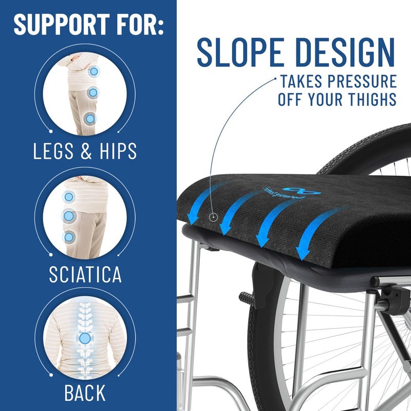 إيفر لاستينج كمفورت وسادة كرسي متحرك من الإسفنج الذكي "إيفرلاستينغ كومفورت" - مملوءة بالجيل ومهواة - دعم للورك وعظمة الذنب لكرسي المكتب - Image 5
