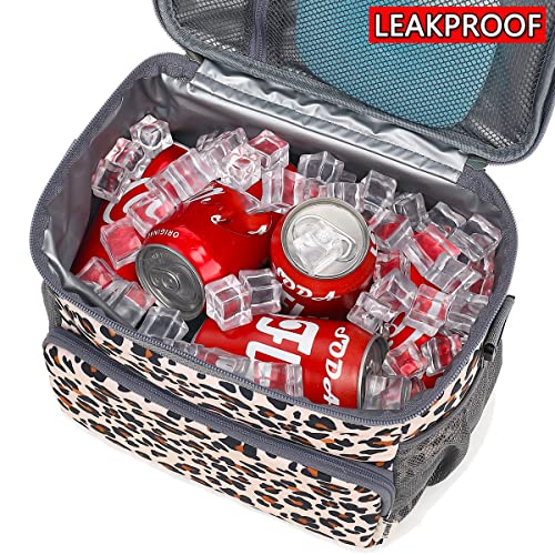 GYEUKHAM Insulated Lunch Bag for Adult/Women/Men, Reusable Lunch Box Cooler Soft Leakproof Tote, Thermal Meal Prep Lunch Pail with Adjustable Shoulder Strap for Picnic/School/Travel/Office, Leopard - Image 4