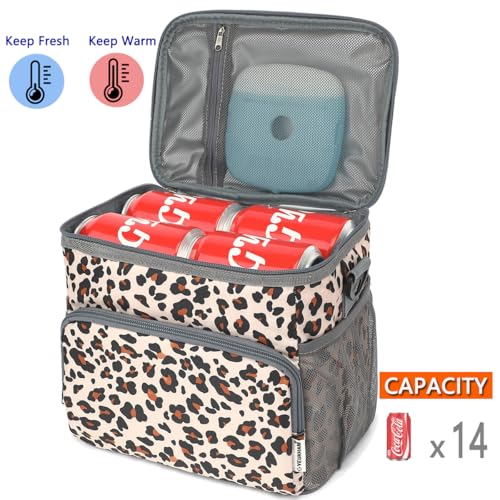 GYEUKHAM Insulated Lunch Bag for Adult/Women/Men, Reusable Lunch Box Cooler Soft Leakproof Tote, Thermal Meal Prep Lunch Pail with Adjustable Shoulder Strap for Picnic/School/Travel/Office, Leopard - Image 2