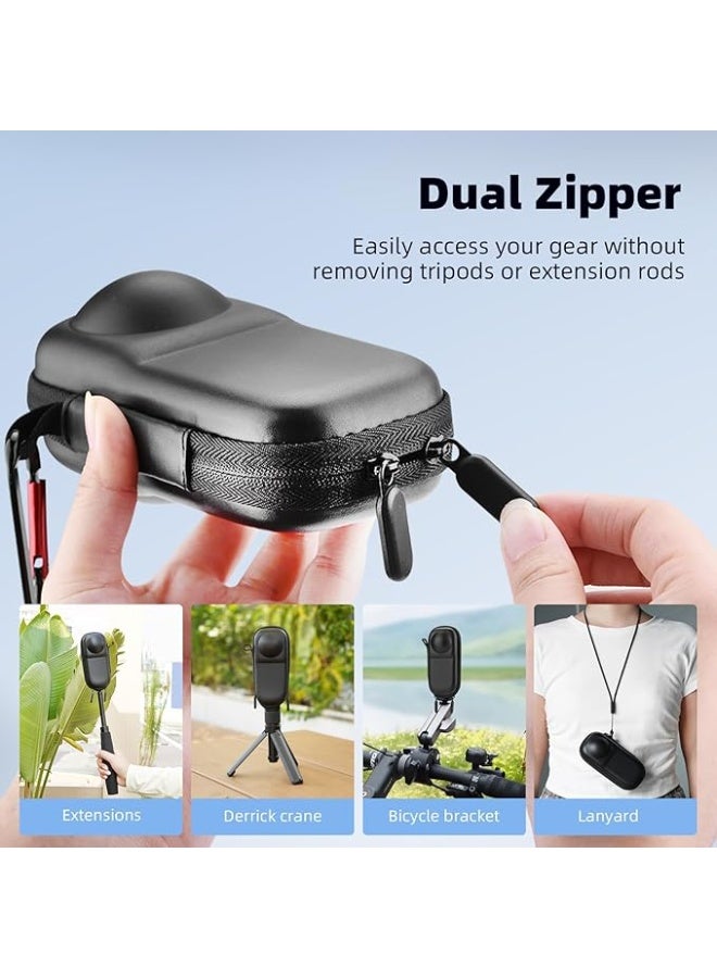 PFUTURE Hard Shell Carrying Case for Insta360 X4/X5 – Portable Travel Storage Bag Fits with Original Lens Cap, Protective Small Case with Wrist Strap and Carabiner for Insta360 Accessories (Camera Not - Image 4