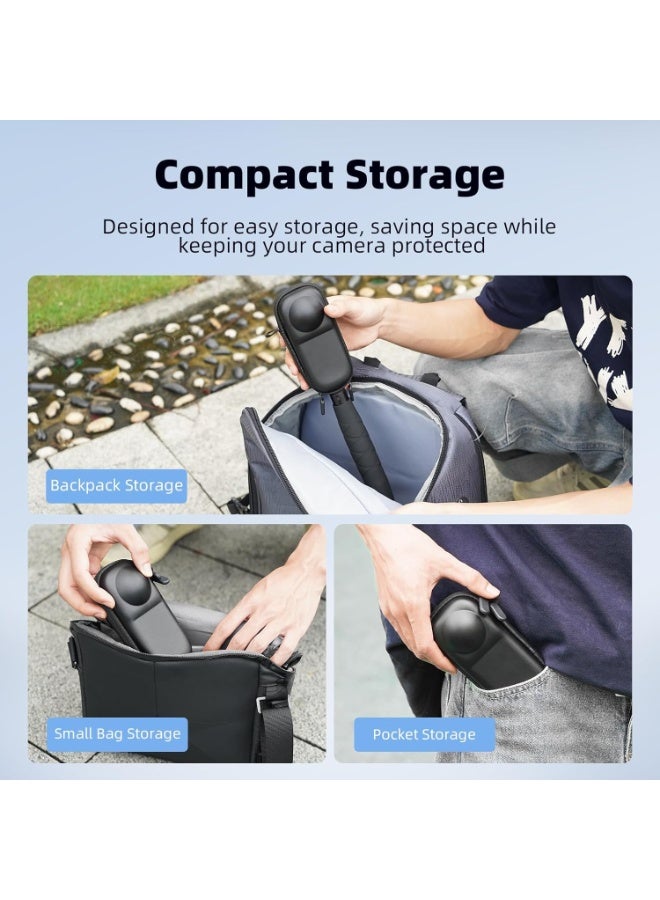 PFUTURE Hard Shell Carrying Case for Insta360 X4/X5 – Portable Travel Storage Bag Fits with Original Lens Cap, Protective Small Case with Wrist Strap and Carabiner for Insta360 Accessories (Camera Not - Image 3