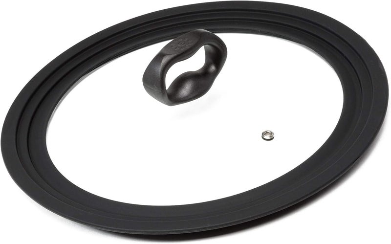 Ecolution Universal Lid for Pots and Pans, Fits 9.5-Inch to 12-Inch Cookware, Tempered Glass Replacement Lid with Heat Resistant Silicone Edge, Dishwasher Safe, Made without BPA, Large, Black - Image 1