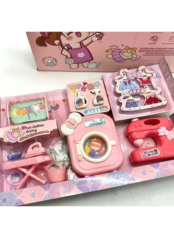 Children's Laundry Clothes Drying House Toy Suit Girl Washing Machine Home Appliances Toy Kindergarten Gift Box-Specifications:Kitchen Set [6688-16]  - Image 3