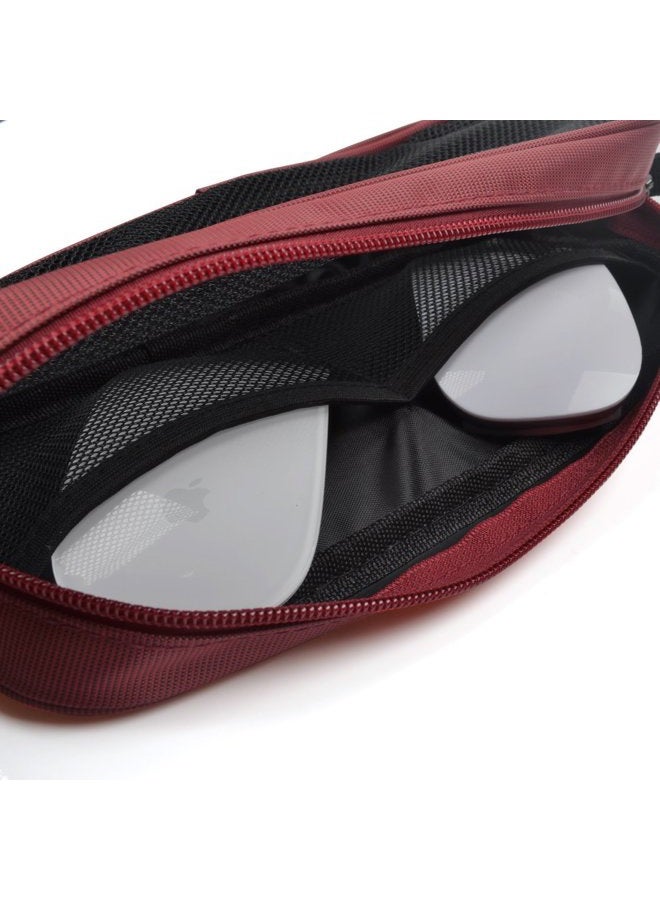 LÓVFEIFAN Universal Electronics Accessories Travel Organizer - Zipper Mesh Adapter Case for Laptop, Notebook, Tablet, Power, Mouse, Cord, USB Accessories - Red - Image 3