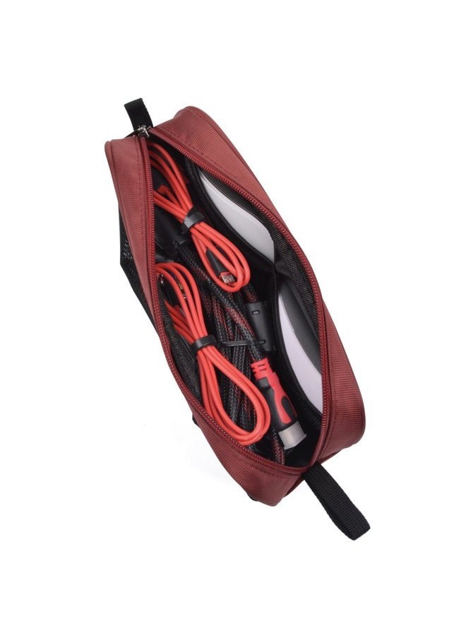 LÓVFEIFAN Universal Electronics Accessories Travel Organizer - Zipper Mesh Adapter Case for Laptop, Notebook, Tablet, Power, Mouse, Cord, USB Accessories - Red - Image 2